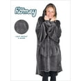 thumbnail image 3 of Bare Homey Adult Size Microplush Wearable Blanket, Round Trapezoid Pocket, Forged Iron Gray, 3 of 8