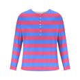thumbnail image 4 of Men's Casual Henley Shirts Striped Color Block Tops Slim Fit Long Sleeve Fashion T-Shirt Fashion Button Down Collarless Tee Top, 4 of 4