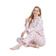 thumbnail image 6 of GLOBAL Womens Cotton Pajama Sets Long Sleeve Button Down Sleepwear Comfy Loungewear Soft Pjs Set Light Pink Tiny Floral XL, 6 of 7