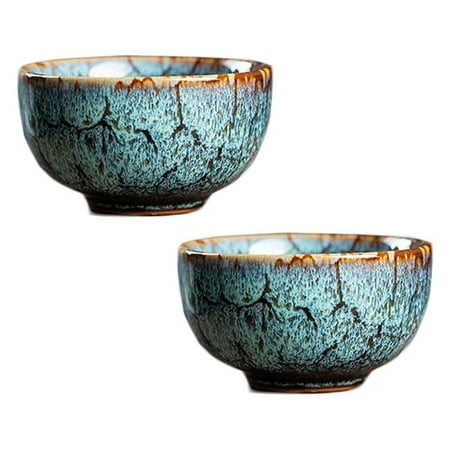 

Panda Superstore PF-HOM367125011-DORIS02107-RP 2.3 oz 2 Piece Chinese Kungfu Handmade Porcelain Japanese Wine & Tea Cups Bowl Blue