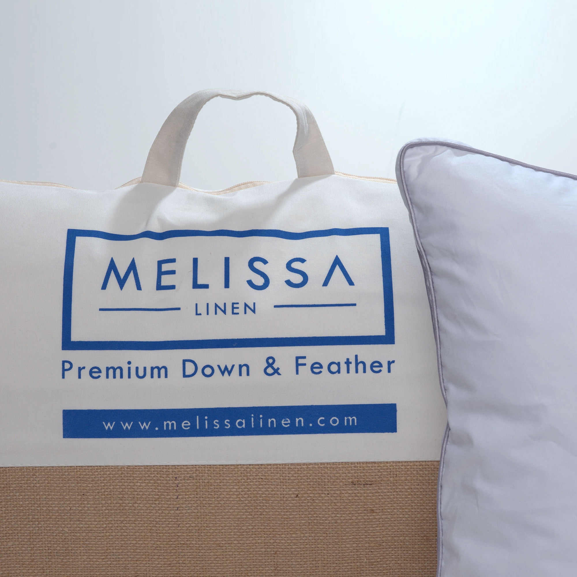 Melissa Linen Premium Goose Down Feather Pillow for Bed, Soft & Supportive, Standard Size, White