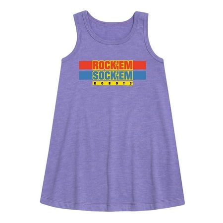 

Rock Em Sock Em - Rock Em Sock Em Robots Logo - Toddler and Youth Girls A-line Dress