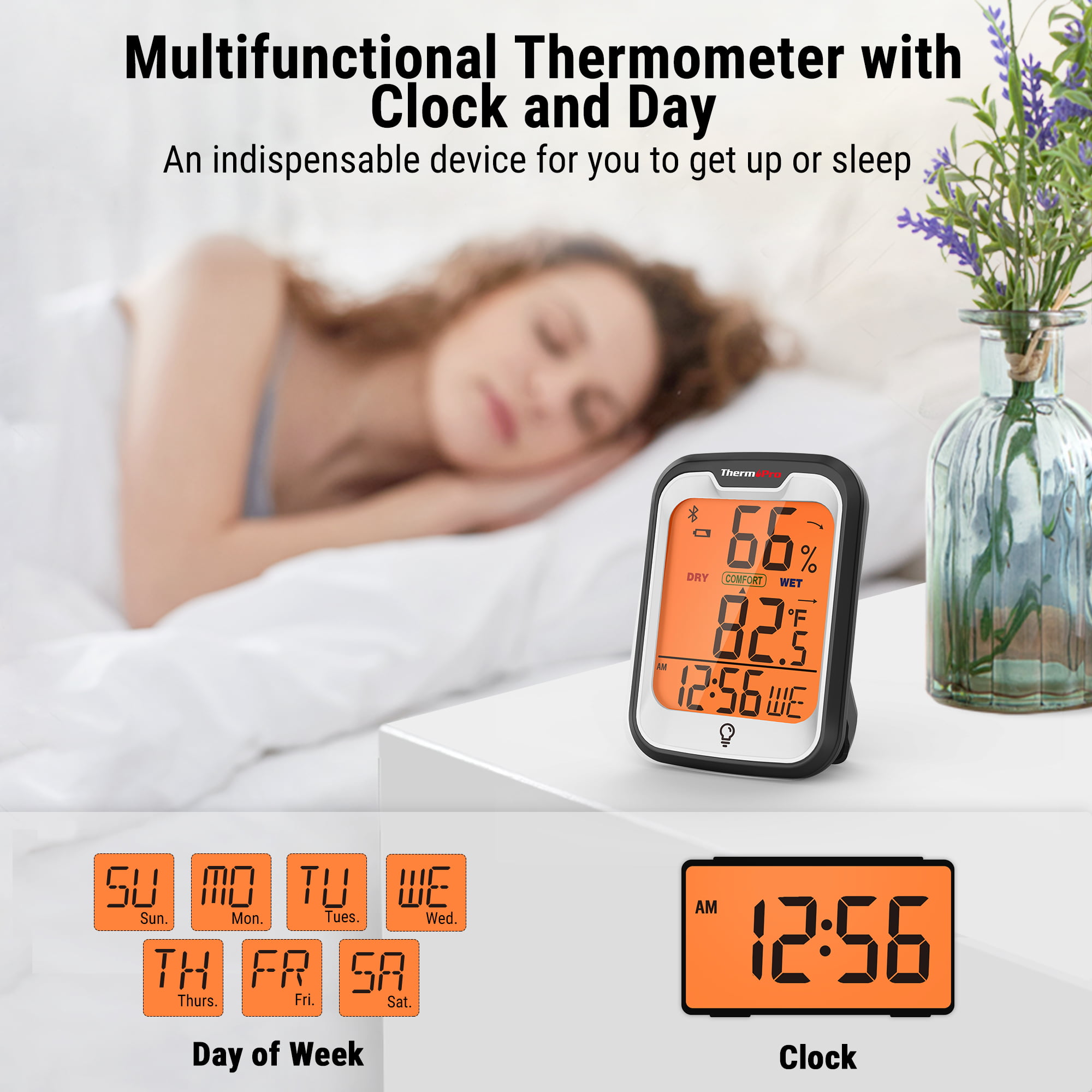 Thermopro Tp358w Hygrometer Indoor Thermometer For Home (ios & Android)  Bluetooth Hygrometer Thermometer Range To 260ft Humidity Monitor : Target