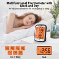 thumbnail image 2 of ThermoPro TP358W Bluetooth Hygrometer Thermometer with Built-in Clock, Premium Sensirion Temperature Sensor and Humidity Meter, 260Ft App-Controlled Backlit Indoor Room Thermometer for Home Greenhouse, 2 of 6