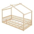thumbnail image 3 of Noble House Twin Size Wood House Bed Frame with Fence,Natural, 3 of 10
