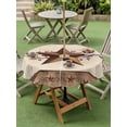 thumbnail image 4 of Outdoor Tablecloths with Umbrella Hole & Zipper, Farmhouse Texas Star Brown Round Tablecloth 54 Inch, Berry Vintage Wooden Waterproof Table Cloth, Patio/Pool/Picnic Table Covers, 4 of 8