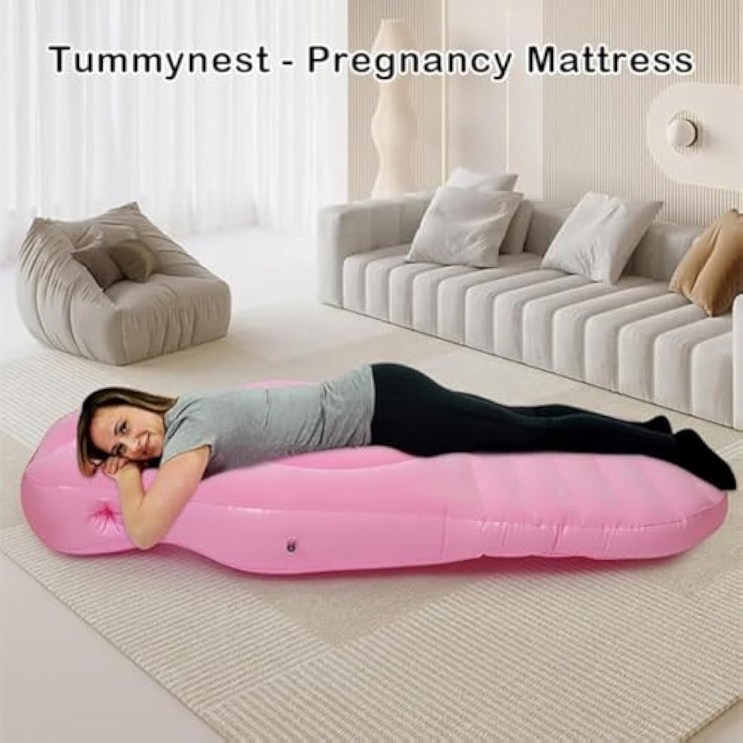 Tummynest - Pregnancy Mattress, Inflatable Pregnancy Pillow, Full Body Maternity Airbed with Hole, Adjustable Portable Pregnancy Pillows for Sleeping