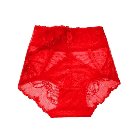

ZMHEGW 3 Packs Women Briefs Lace High Waist Abdomen Light Body Sculpting Mesh Panties Underwear Women s Seamless