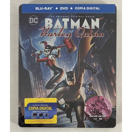 Batman and Harley Quinn (Steelbook, Blu Ray   DVD, 2018) New, Spanish Cover Art
