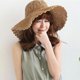 thumbnail image 2 of Sombrero de Paja para Mujer Sombrero de Sol de ala Ancha y Flexible Protección UV Gorra de Playa Plegable de Verano para Viajes de Ocio Beige, 2 of 5