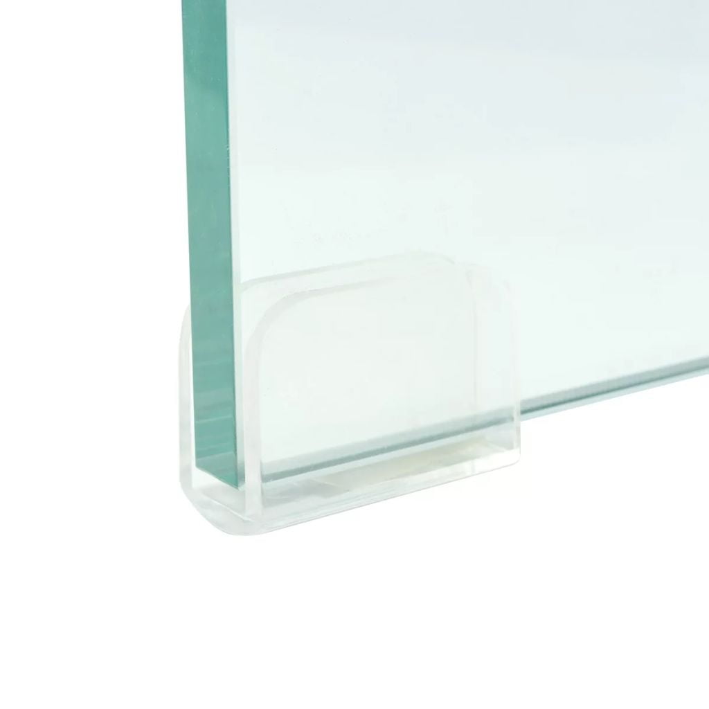 Kepooman Modern Rectangle Clear Glass Stand & Riser Laptop Stand for Bedroom, 15.7" x 9.8" x 4.3", Transparent Kepooman Modern Rectangle Clear Glass Stand & Riser Laptop Stand for Bedroom, 15.7" x 9.8" x 4.3", Transparent
