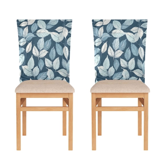 Decorative Chair Back Cover One Size x2 Chair Cover Dining Chair Slipcovers Chair Back Decoration Festival Chair Decoration Pretty Blue Leaves