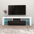 thumbnail image 4 of Milano 160 Modern 63" TV Stand Matte Body High Gloss Fronts with 16 Color LEDs, White/Black, 4 of 5
