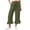 Army Green, variant on Flared Linen Capri Pants Women Summer Lightewight Casual Wide Leg Drawstring Elastic Waist Ruffle Hem Cropped Pants with Pockets Red L