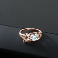 thumbnail image 4 of Gem Stone King 0.74 Ct Sky Blue Aquamarine Black Diamond 18K Rose Gold Plated Silver Ring, 4 of 4
