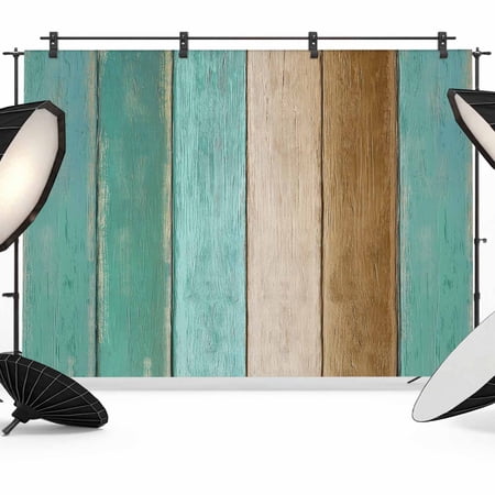 Teal Green Backdrop for Photography Brown Wood Grain Gradient Farmhouse Vintage Photo Backdrop Portrait Background Party Banner Photo Backgrounds for Studio Booth Props 7x5ft