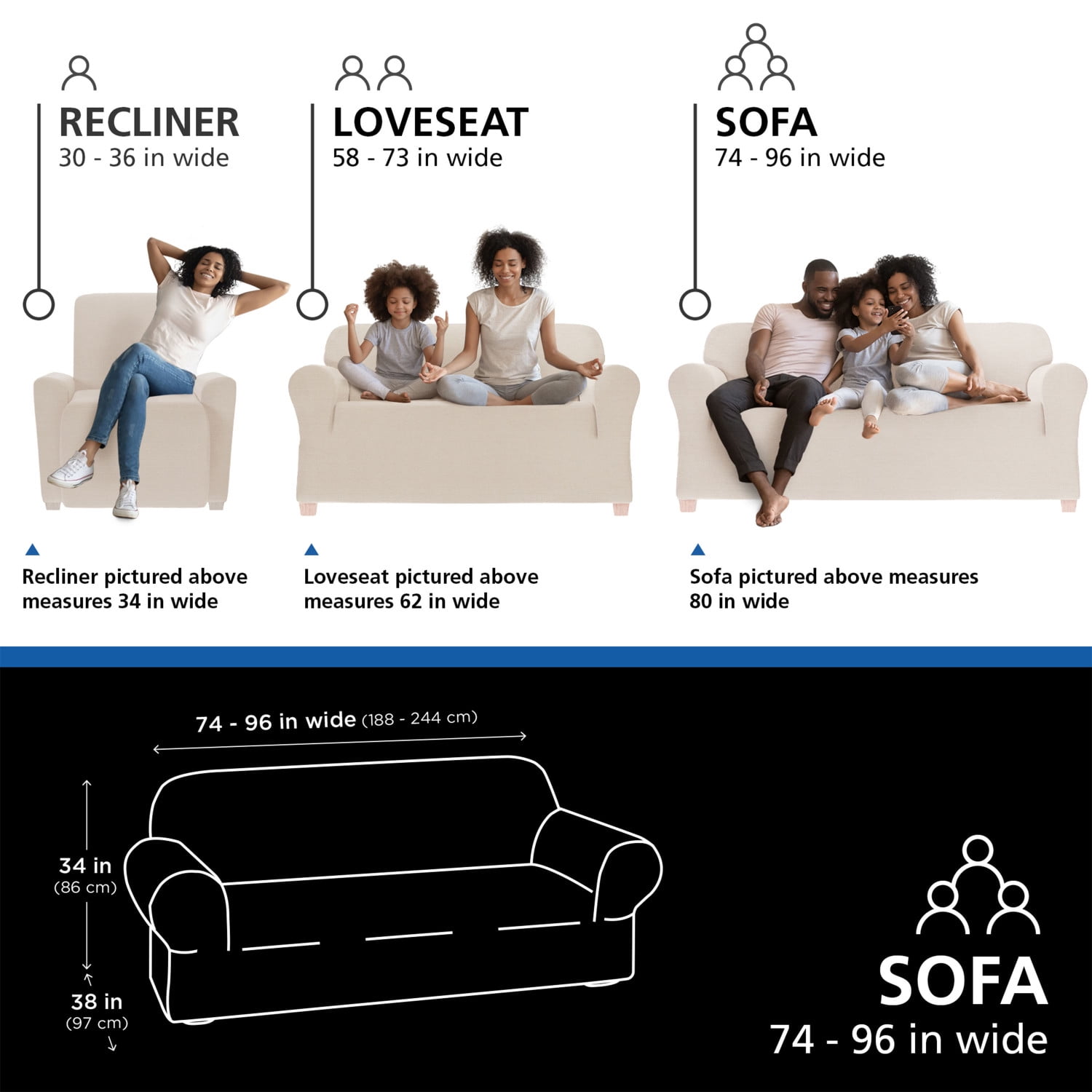 Mainstays Boucle Stretch-to-Fit Fabric Sofa Slipcover, 1-Piece, Beige