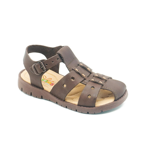 Sandalia Huaraches Pasitos Para Niño Ajuste Hebilla Piel cafe 19