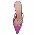 thumbnail image 3 of FSJ Women Glamorous Pointed Closed Toe Backless Sandals Stiletto Flared High Heel Pumps Rhinestone Straps Slide Mules Shoes Size 6.5 Purple, 3 of 4