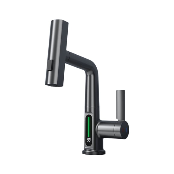 ZheElen Robinet de Lavabo de Salle de Bain Premium avec Bec Rétractable Bec Rétractable pour Robinet pour Évier de Cuisine Gris