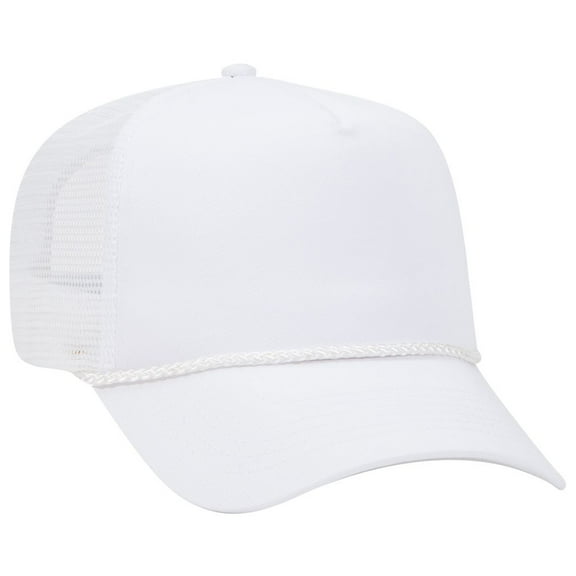 OTTO Cotton Blend Twill 5 Panel Pro Mesh Back Trucker Hat - White