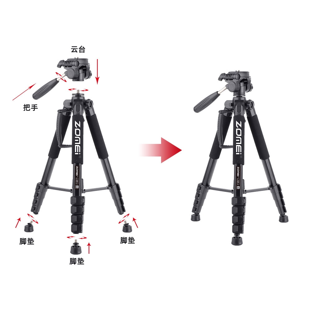 Support pour trépied Zomei Z668 Professional en aluminium pour appareil photo léger - Chine Trépied professionnel et trépied en aluminium professionnel prix