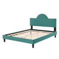 thumbnail image 5 of Platform Bed Frame, Queen Size, Teal Blue, Velvet, Modern Contemporary, Bedroom Master Guest Suite Room, 5 of 10