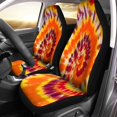 thumbnail image 2 of FMSHPON Set of 2 Car Seat Covers Orange 1970S Colorful Tie Dye Swirl Spiral Patter Red Universal Auto Front Seats Protector Fits for Car,SUV Sedan,Truck, 2 of 5