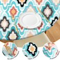 thumbnail image 4 of Blue Geometric Flower Diamond Pattern Round Fitted Tablecloth with Elastic Edge,Dining Table Cover Waterproof,Outdoor Round Tablecloth for Camping,Dining,Indoor and Outdoor, 4 of 7