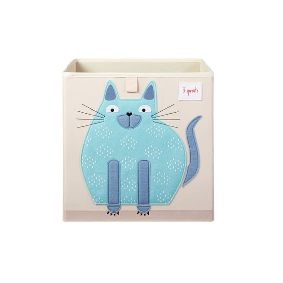 3 Sprouts Cube Storage Box - Organizer Container for Kids & Toddlers, Cat