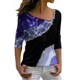 thumbnail image 2 of Blusa informal de manga larga para mujer, blusas con hombros descubiertos, blusas sueltas estampadas Pompotops FGAJ20143, 2 of 5