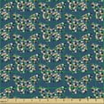 thumbnail image 2 of Ambesonne Butterfly Fabric by the Yard Upholstery, Polka Dotted Flying Wings, 5 Yards, Petrol Blue and Blush, 2 of 5