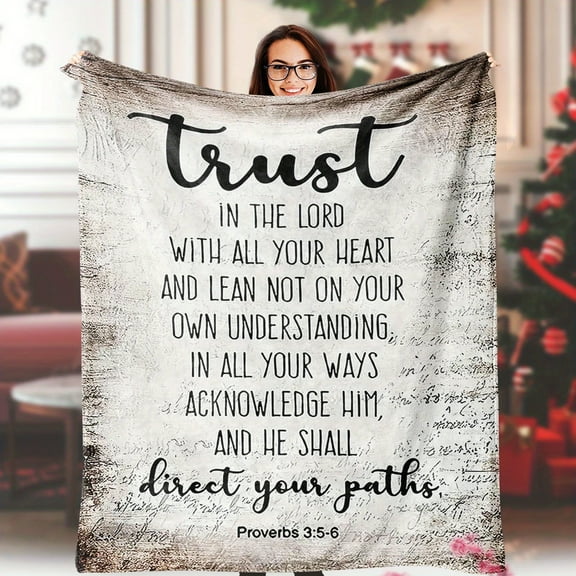 Christian Blanket Super Soft Warm Bible Verse Fleece Throw Blanket Cozy Fluffy Scriptures Trust in Lord Lightweight Flannel Gifts Blankets for Adults Soft Throw Blanket