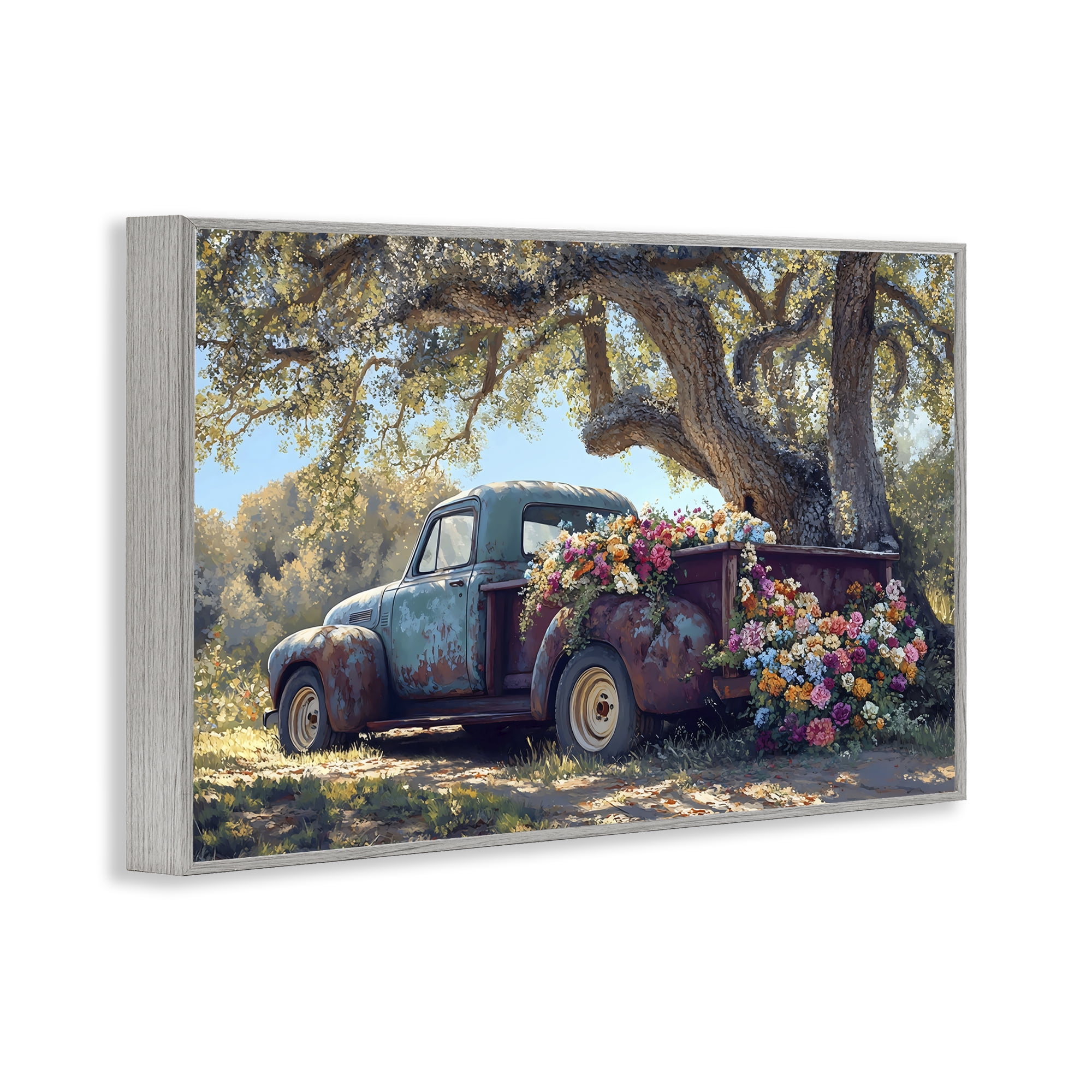Stupell Industries Repurposed Truck Filled with Flowers Gray Framed Giclee Art, design by Franklyn Gregory