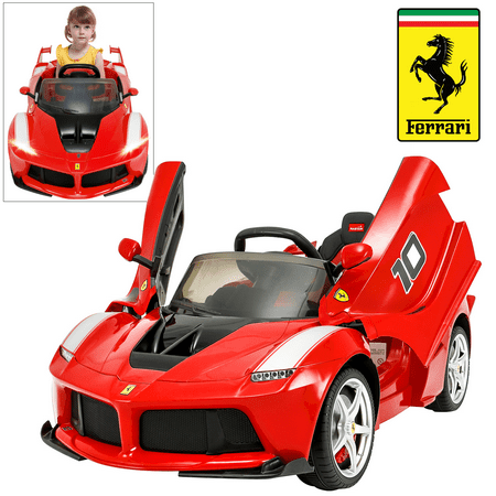 2019 Upgraded Version Ferrari Laferrari Electric Ride On Car for Kids with 2.4 G Remote Control, 12V 2 Motors, Leather Seat, Scissor Door, Quick Release Racing Steering (Best Enduro Motorbike 2019)