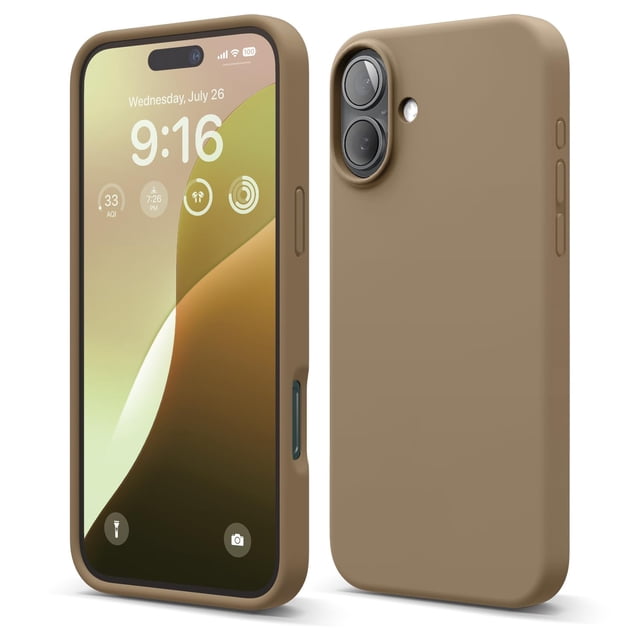 Funda de teléfono Elago compatible con iPhone 16 Plus de silicona, color marrón