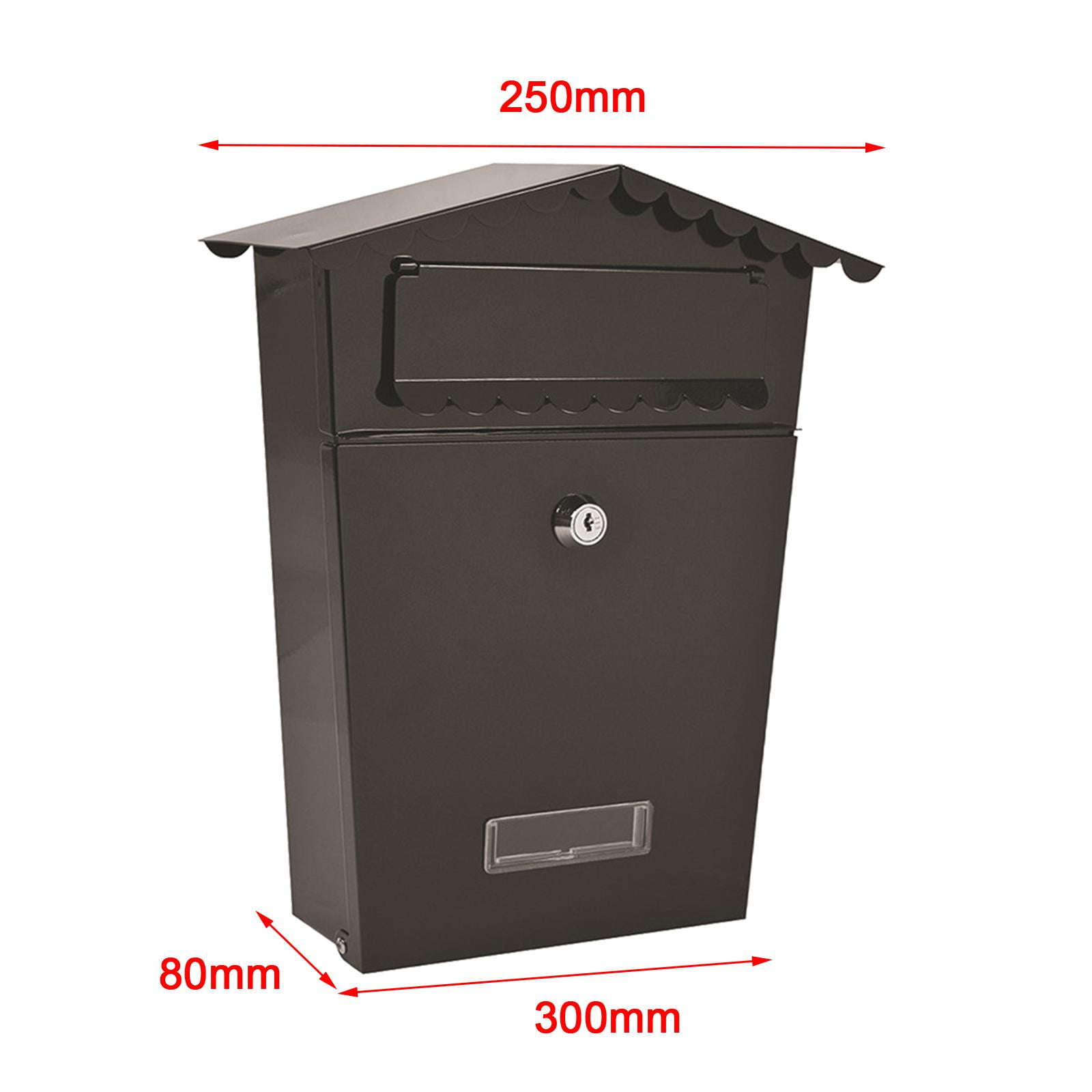 Metal Mailbox Wall Mount Locking Mail Box Vintage Letterbox Drop Box Storage Holder with Install Screws Black