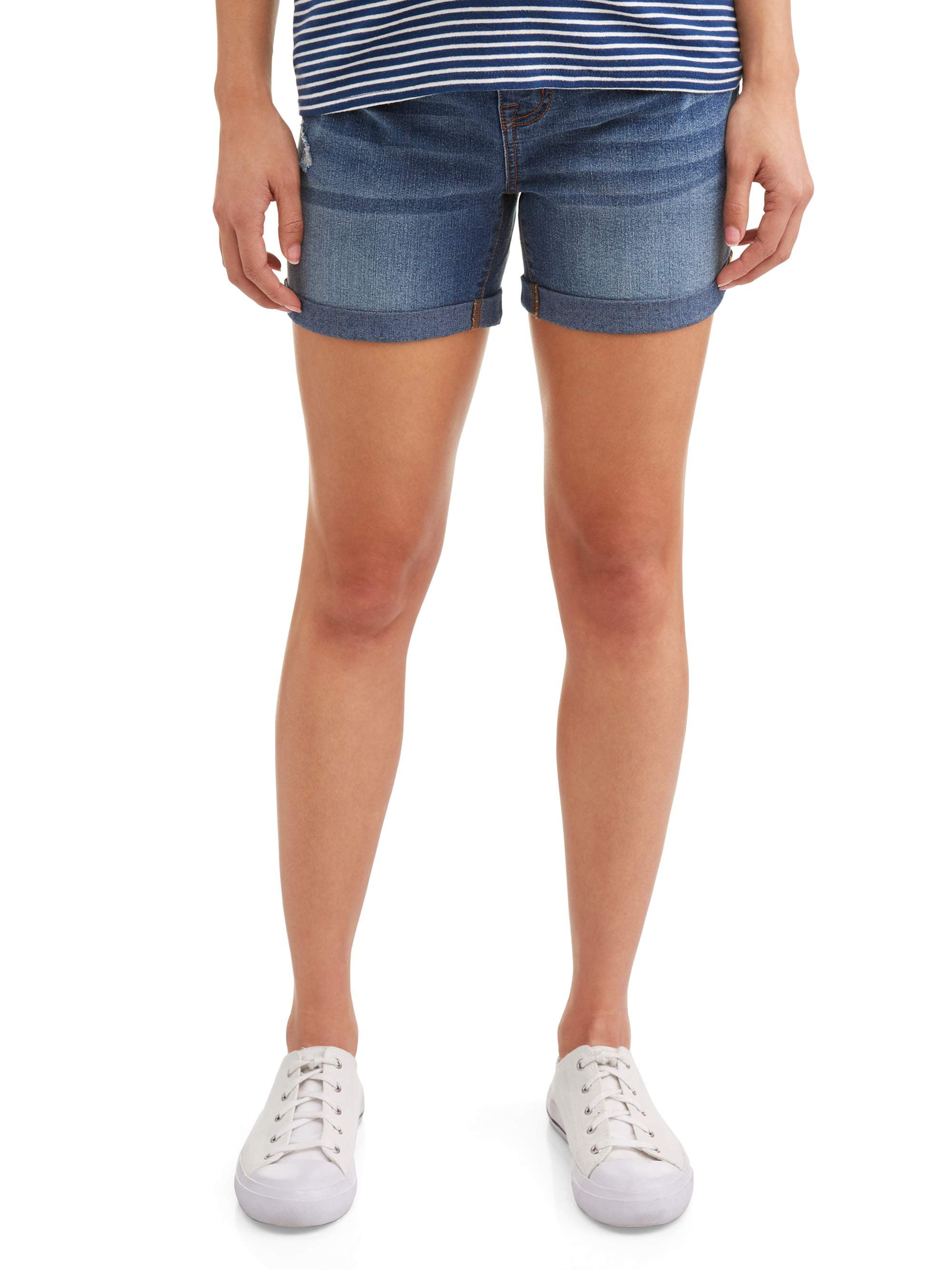 Time and Tru Maternity Denim Shorts with Side Panel