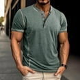thumbnail image 2 of XuJwPNcy Men's Henley Shirts Short Sleeve Casual Basic Tee Summer Button Muscle Slim Soild Color T Shirts, 2 of 7