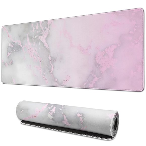Cute Pink Desk Mat - Large Rose Gold Marble Mouse Pad, Perfect for School, Office, Home