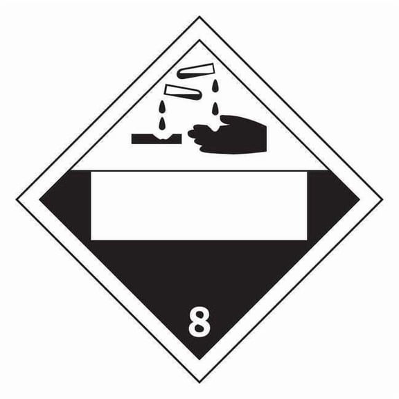 DOT Container Placard, 8, B-101 Polycoated Tagstock, 10-3/4" W x 10-3/4" H