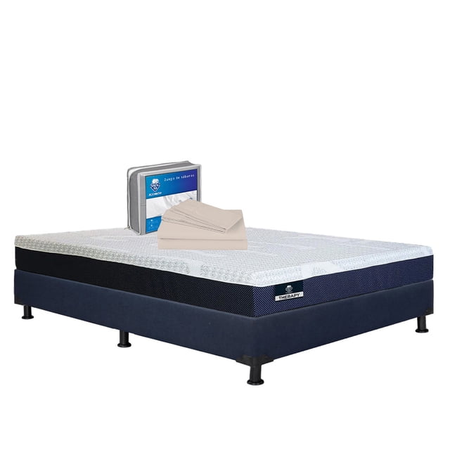 Colchón Queen Size Therapy Spring Air + Box + Juego de Sábanas