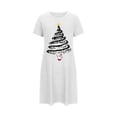 thumbnail image 2 of Chemises de Nuit Grande Taille pour Femmes de Noël à Manches Courtes, Robe Chemise à Col Rond pour les Fêtes, Blanche, 3TG, 2 of 5