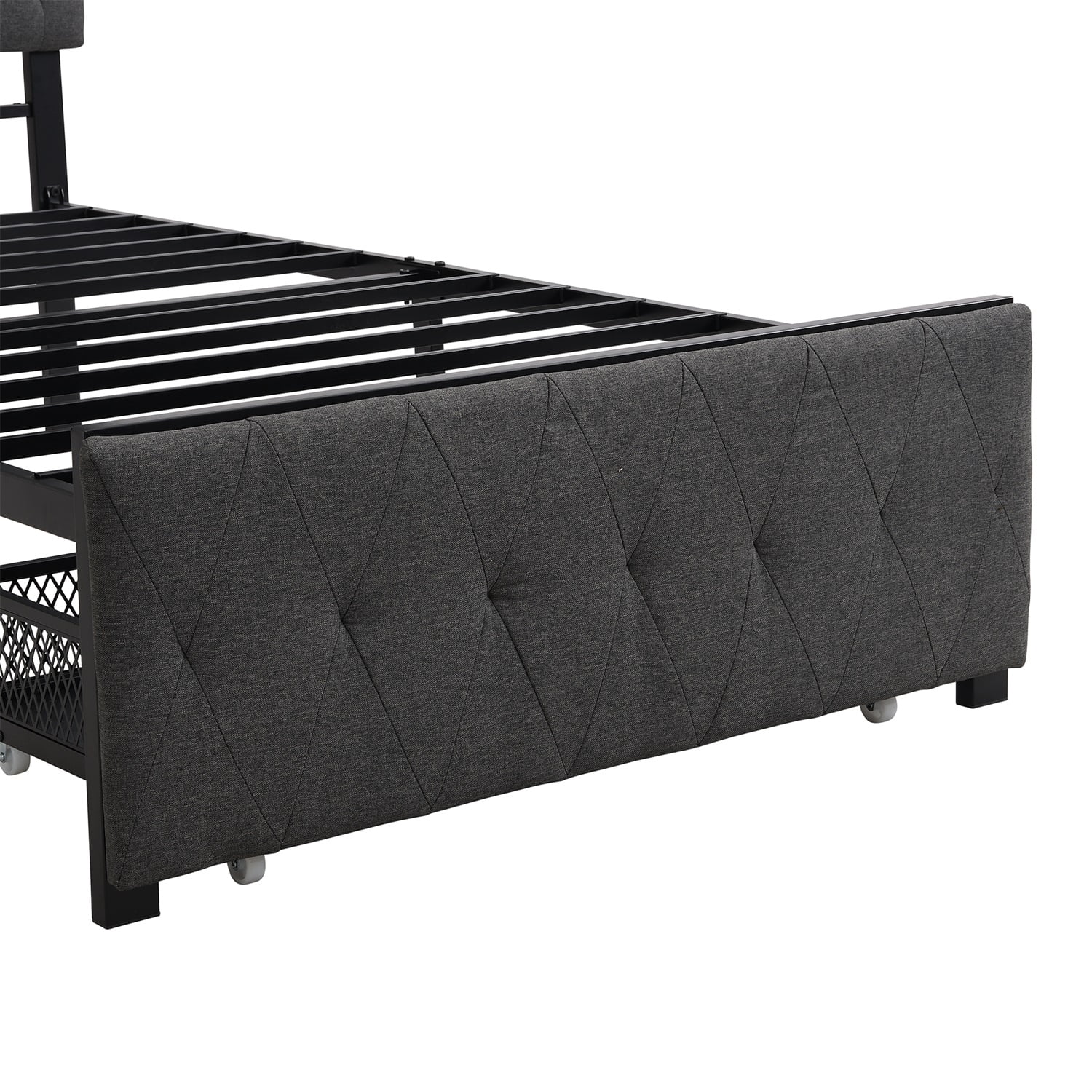 Kadyn Metal Platform Twin Bed Frame with Storage Drawer, Twin Platform Bed Frame with Upholstered Headboard, No Box Spring Needed, Gray&Twin Kadyn Metal Platform Twin Bed Frame with Storage Drawer, Twin Platform Bed Frame with Upholstered Headboard, No Box Spring Needed, Gray&Twin