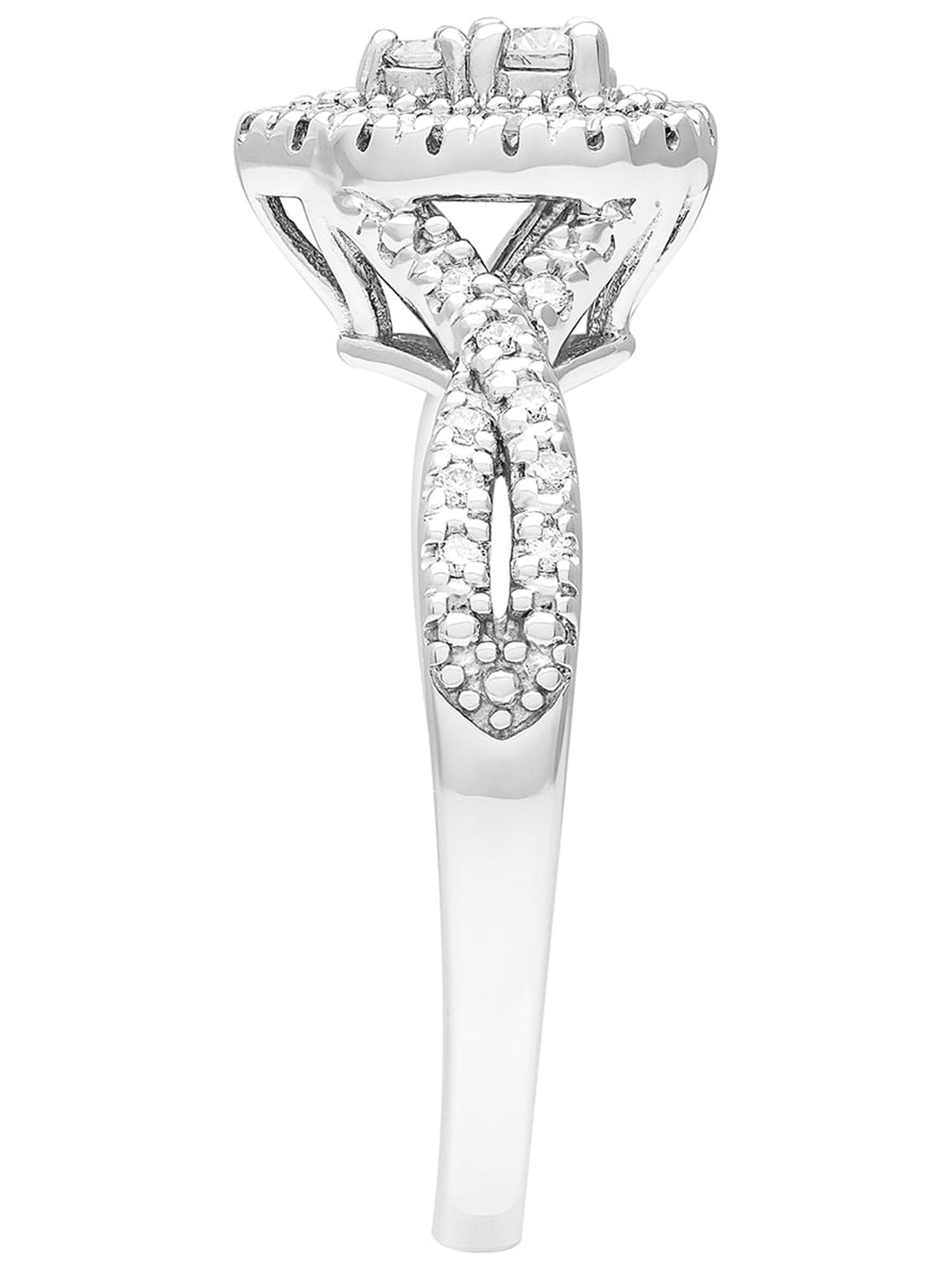 1/4 Carat TW Lab-Grown Diamond Halo Women's "Luminary" Engagement Ring in Sterling Silver by Keepsake