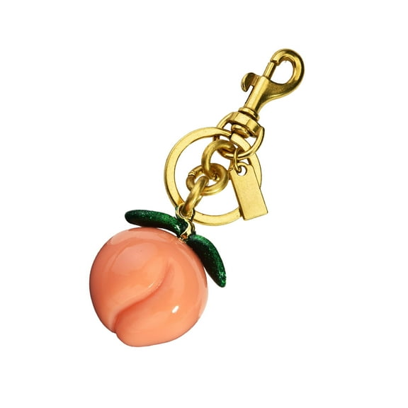 COOLHOOD Lovely Peach Shaped Keychain Alloy Resin Keyring Accessory Decorative Bag Hanging Decoration for Women Girls
