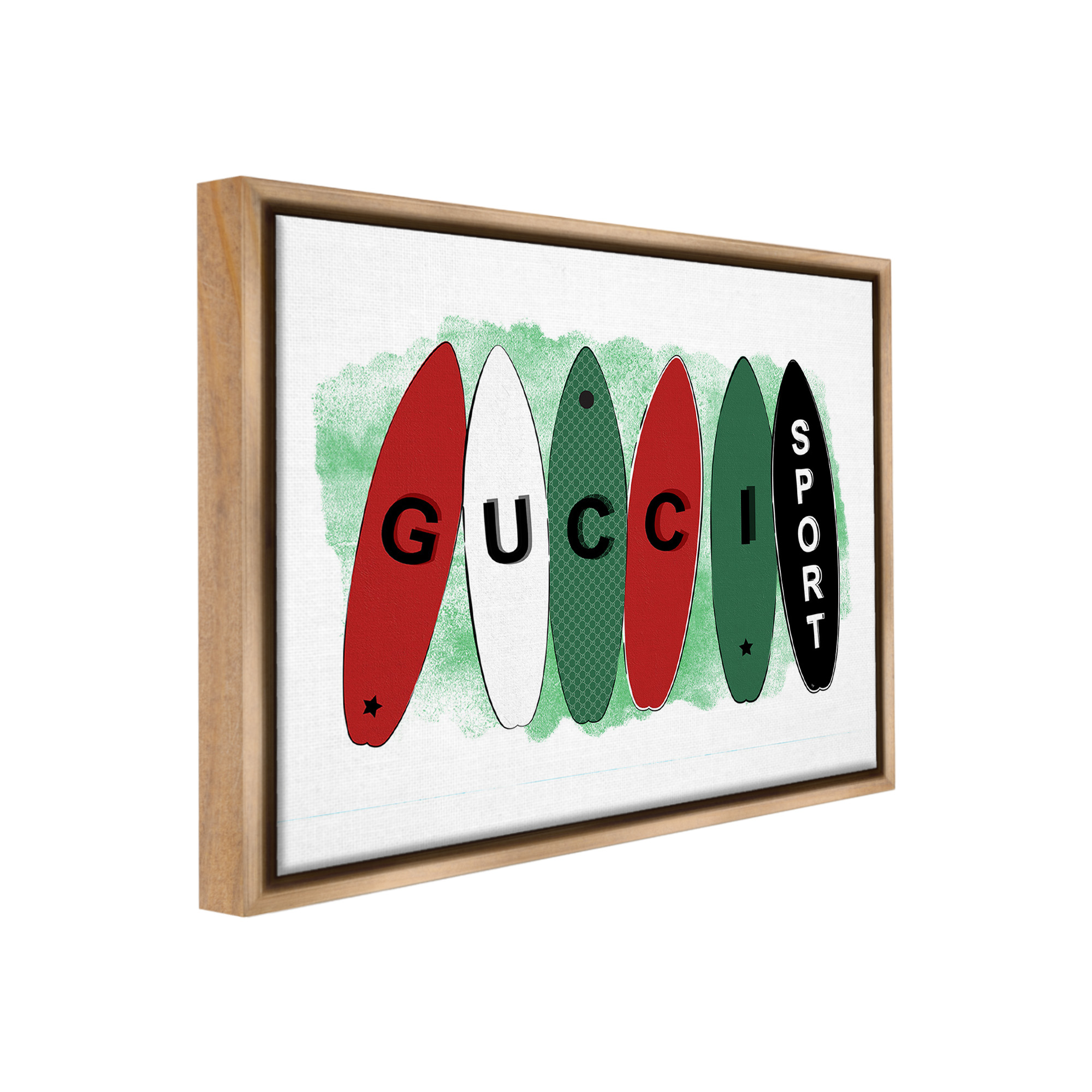 Stupell Industries Stylish Glam Surfboards Beauty & Fashion Painting Brown Floater Framed Canvas Art Print Wall Art, 31 x 25