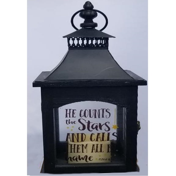 Card It 14.75" Black Count Your Star Candle Lantern