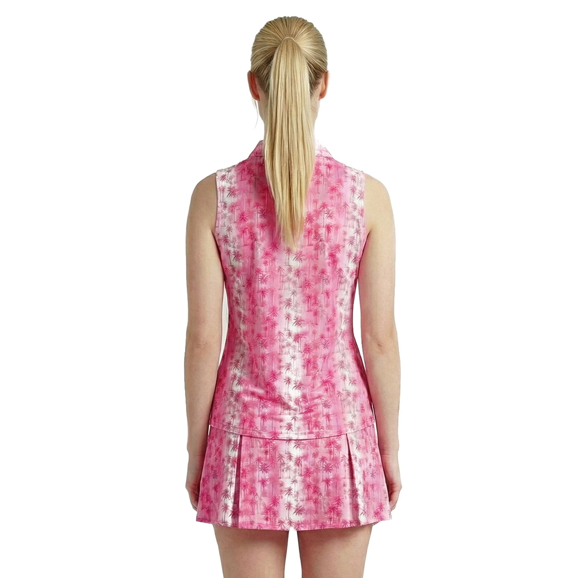 Birdie Bound Women's Gemma Sleeveless Print Golf Polo Shirt with UPF 30+, Sizes XS-XXL