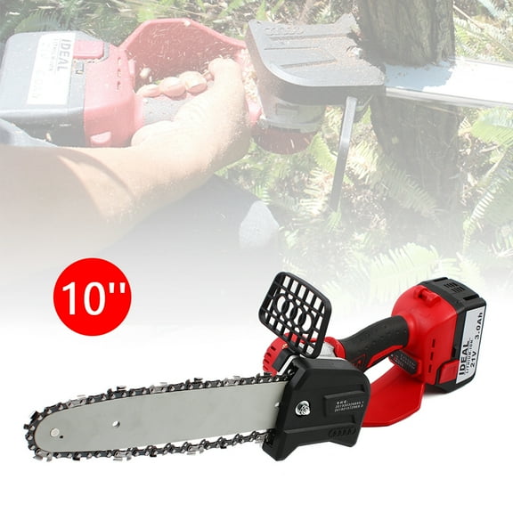 Portable 10-Inch Litheli Lithium Battery Chainsaw, 1200W Power, Dual 4A Batteries, Automatic Oil Spray for Efficient Garden Pruning and Wood Treatment
